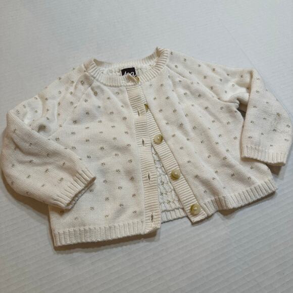 Tea Collection Sparkle Baby Cardigan sz 12-18 m Golden Cranes - Picture 5 of 7